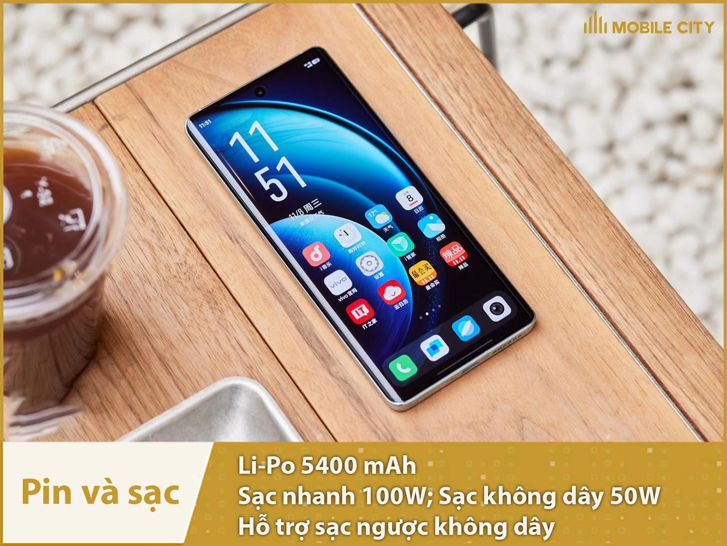 Vivo X100 Pro có Pin 5400mAh, sạc 100W