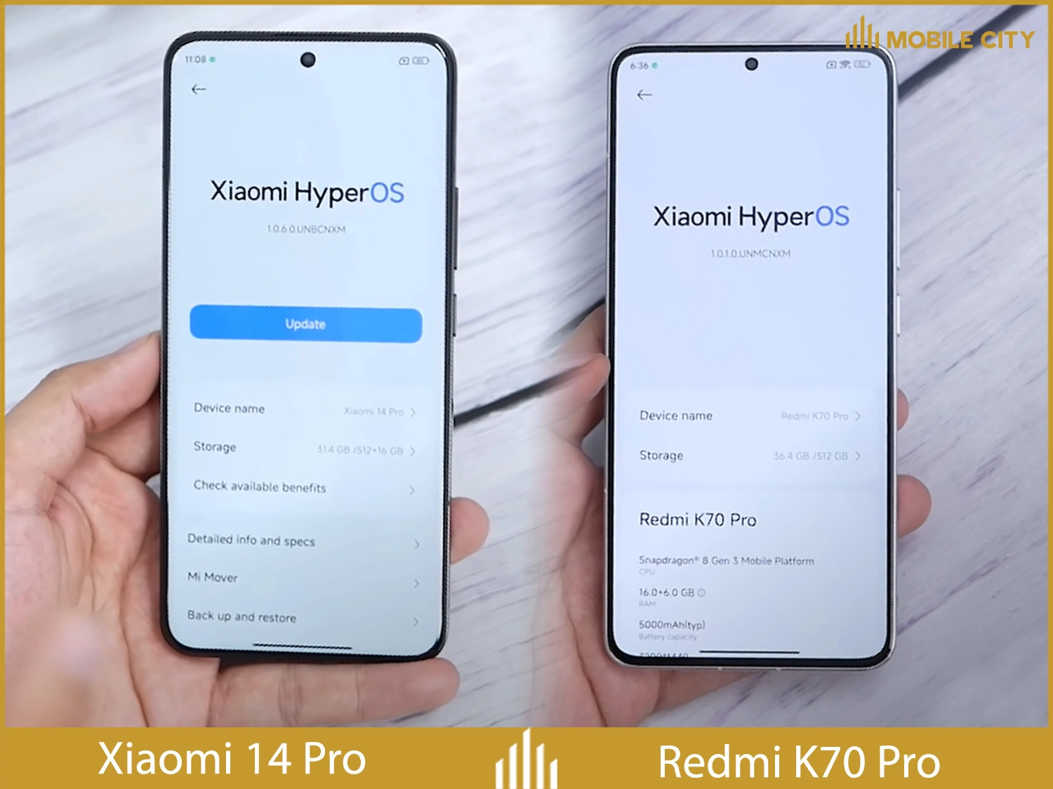 Redmi k70 có màn OLED 6,7 inch; Xiaomi 14 Pro có màn LTPO AMOLED 6,73 inch