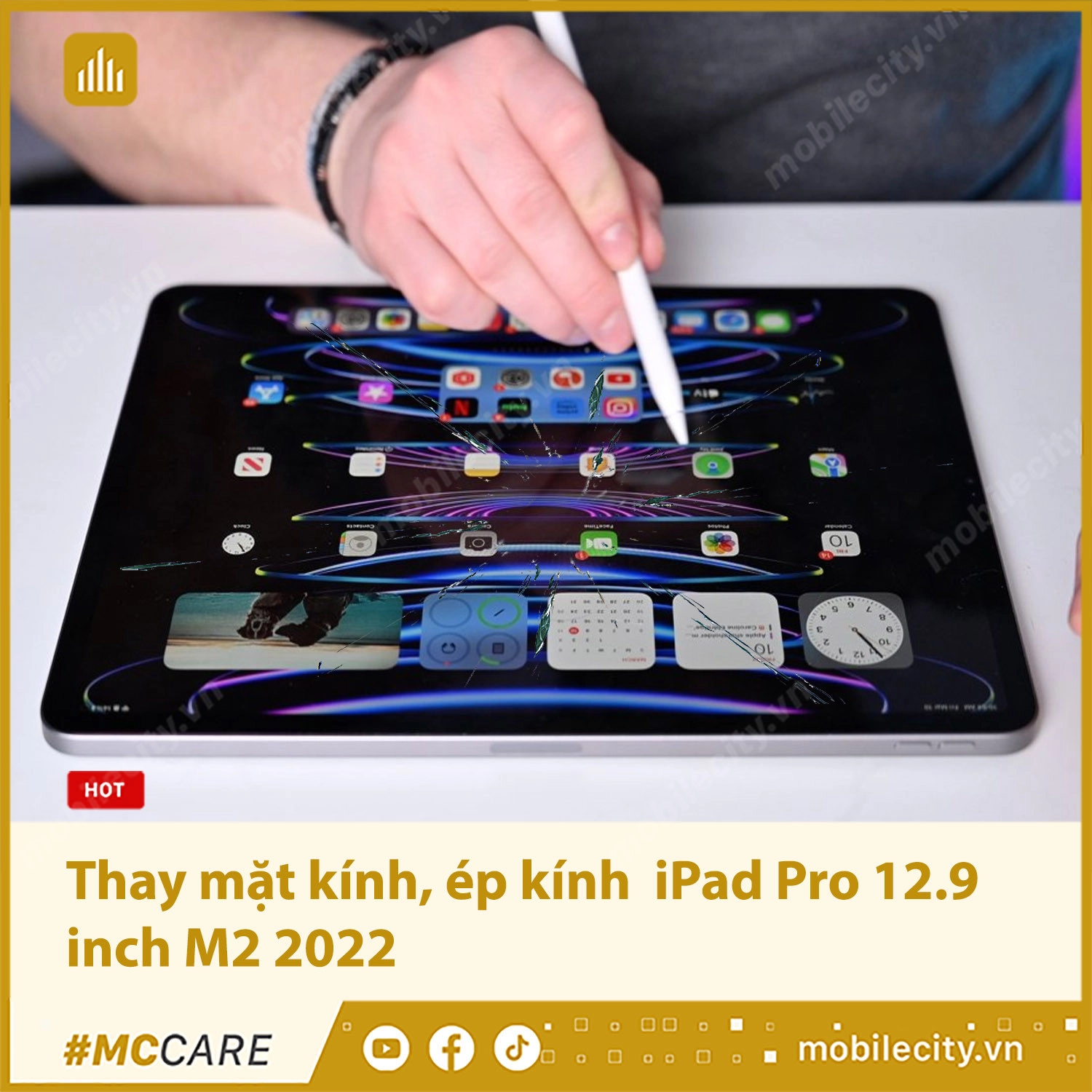 Thay mặt kính, ép kính iPad Pro 12.9 inch M2 2022