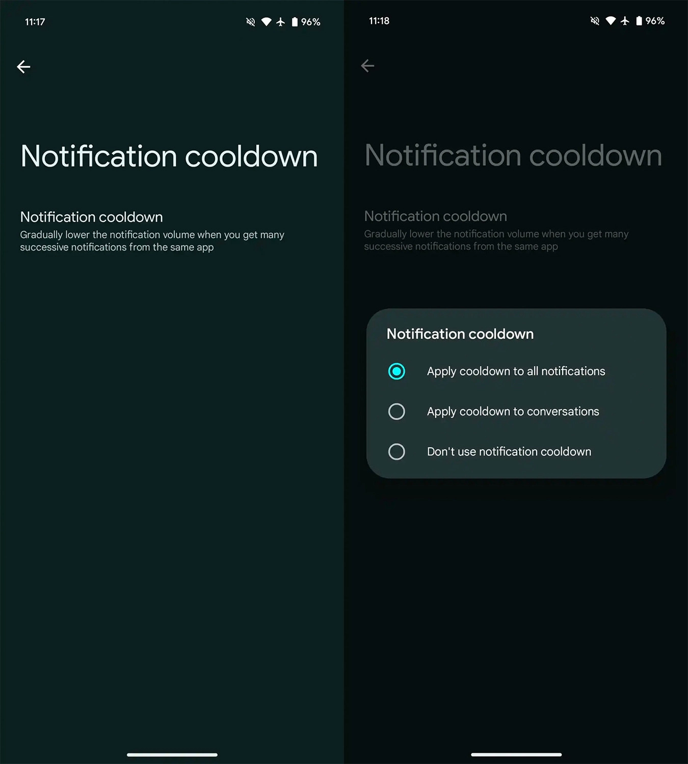 Tính năng Notification Cooldown