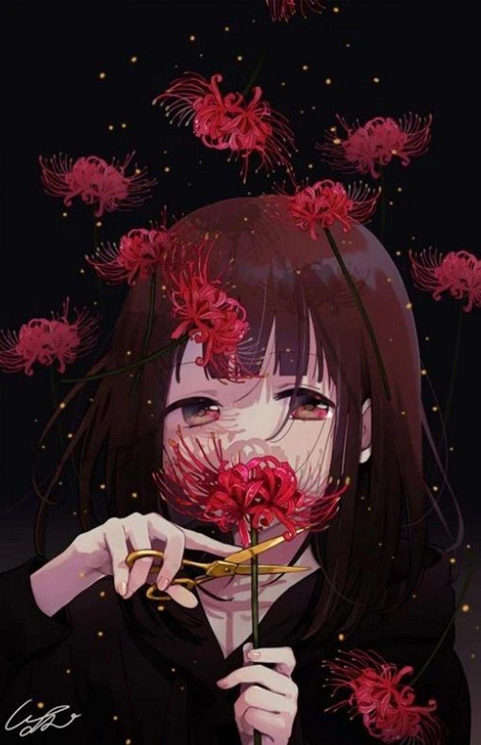  Hình ảnh nền Smartphone hoa bỉ ngạn đỏ lòe phim hoạt hình anime quái mị