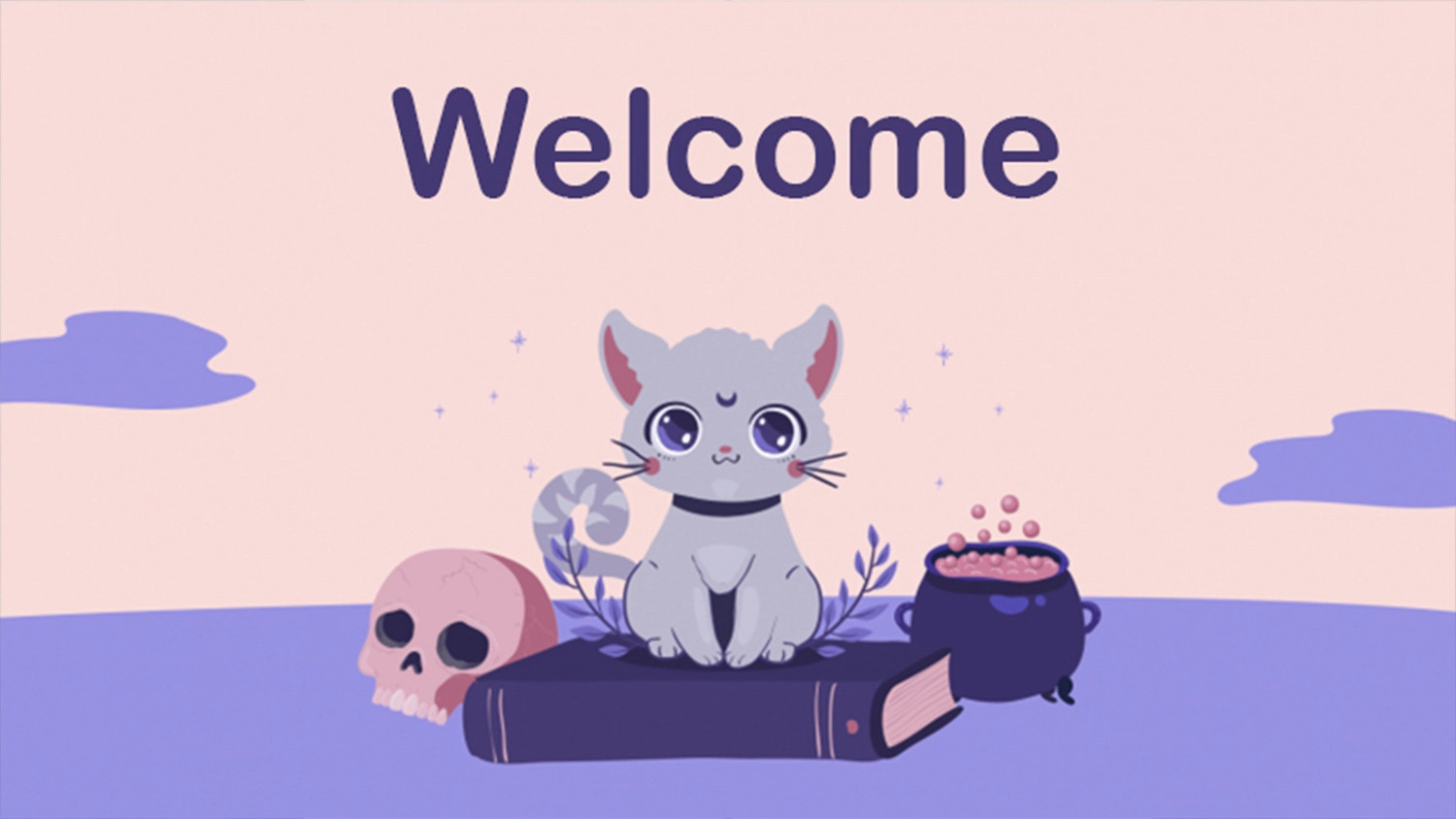 Hình nền chào mừng chú mèo đáng yêu