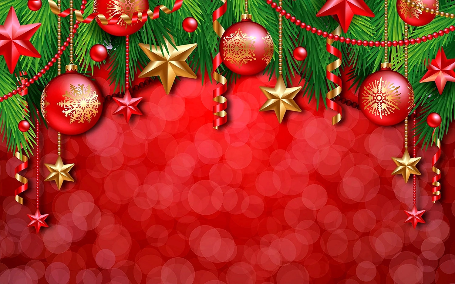 Hình nền Giáng Sinh màu đỏ trang trí quả cầu
