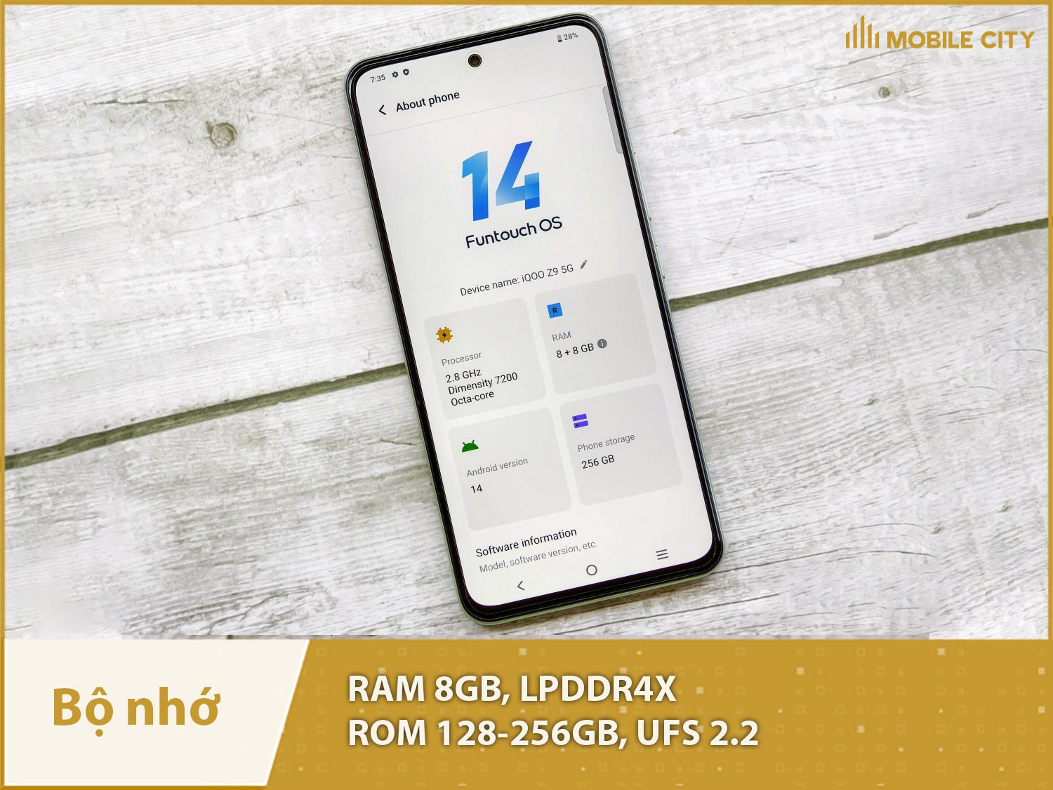 Dung lượng Vivo iQOO Z9: 128GB và 256GB