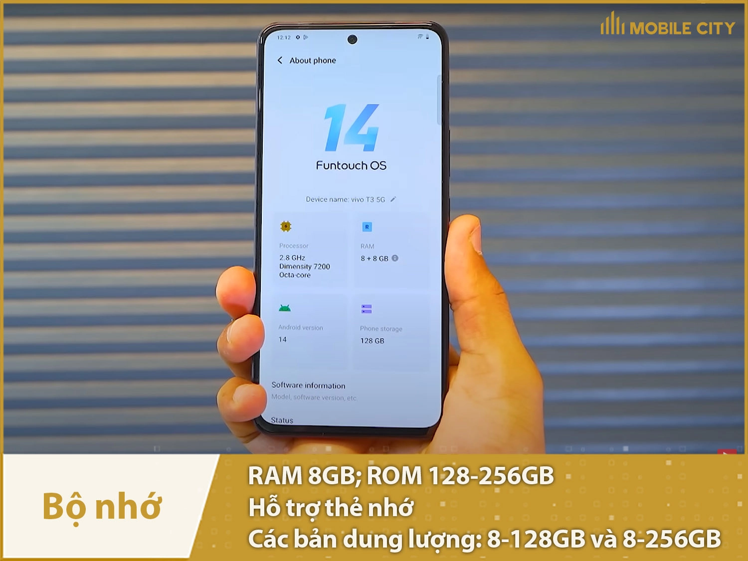 Dung lượng Vivo T3 5G: 128GB và 256GB