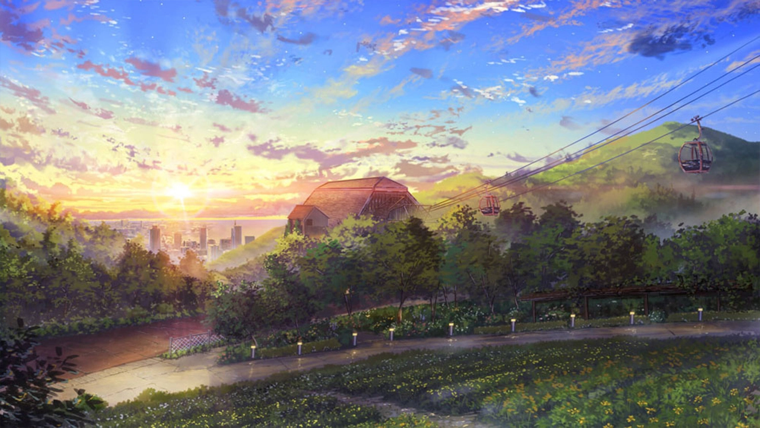 Hình nền phong thái Anime cảnh quan bình minh