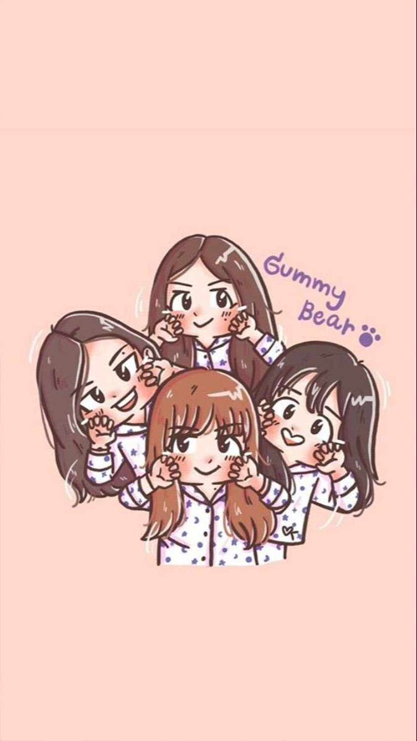 Hình nền điện thoại nhóm Blackpink chibi cực cute