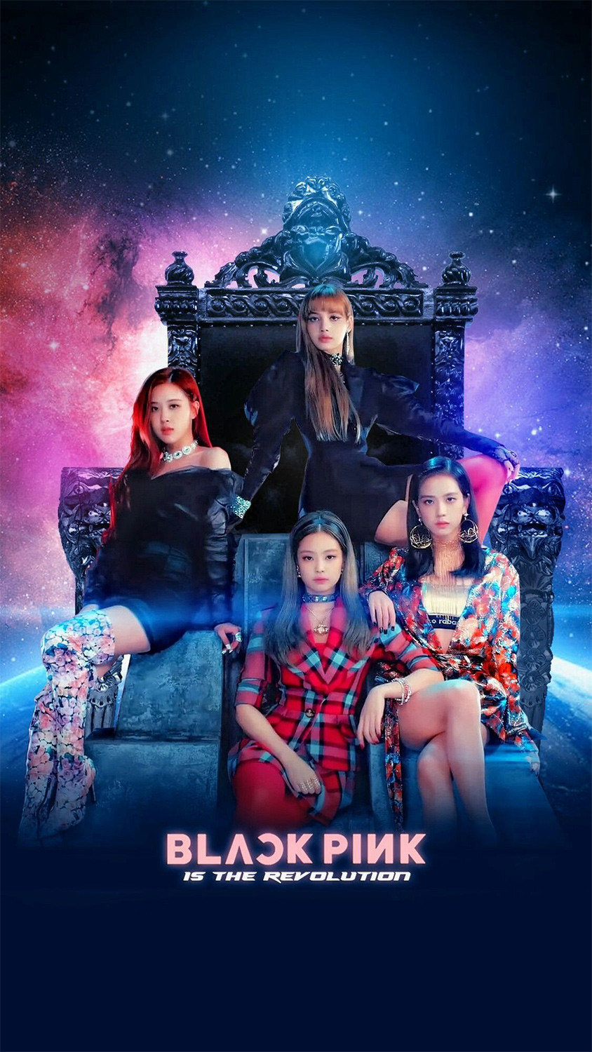 Hình nền điện thoại nhóm Blackpink ngồi trên ngai vàng