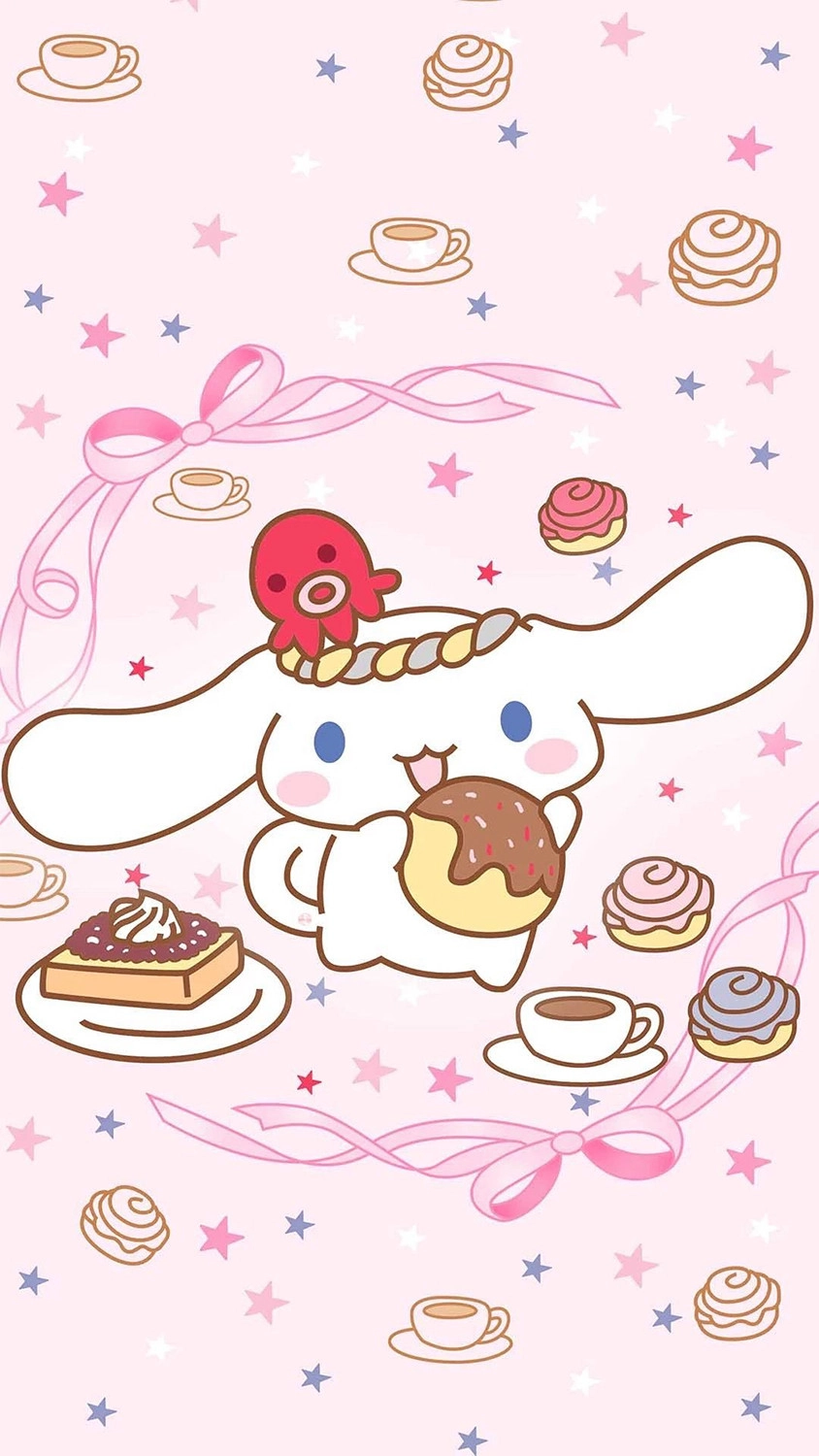 Hình nền điện thoại nhân vật Cinnamoroll và bánh ngọt