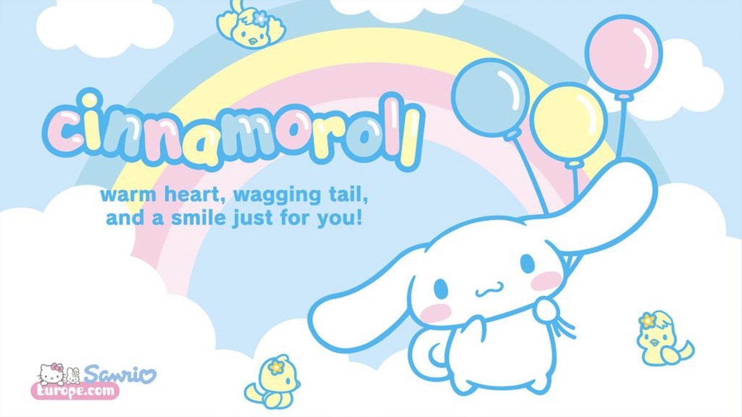 Hình nền máy tính nhân vật Cinnamoroll dưới cầu vồng