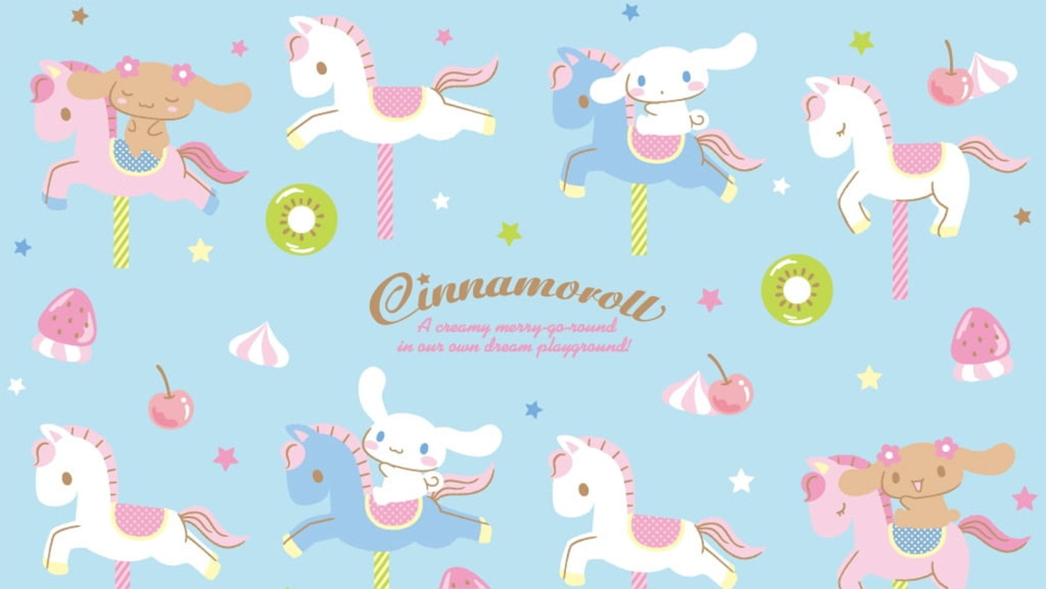 Hình nền máy tính nhân vật Cinnamoroll cưỡi kỳ lân