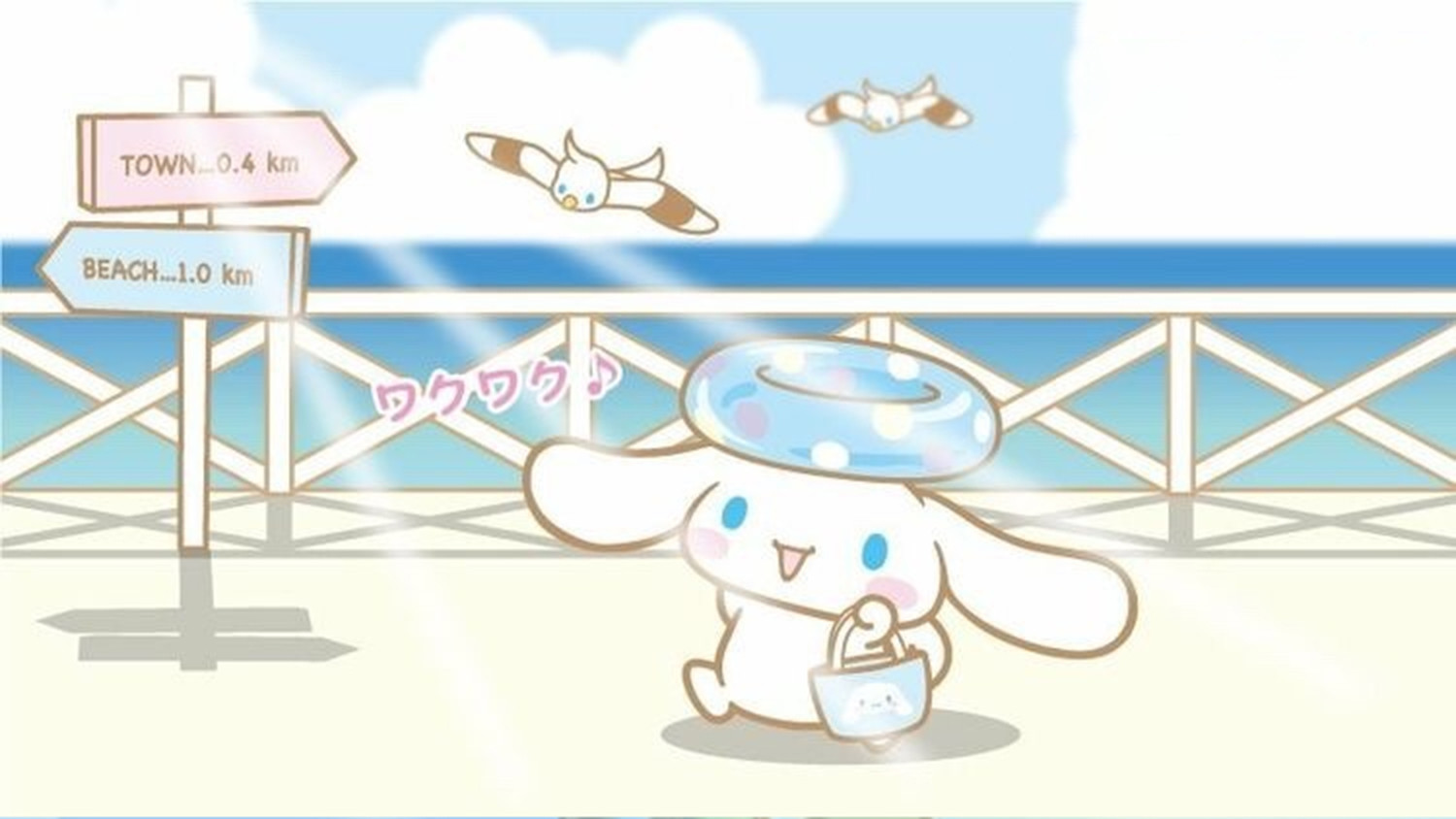 Hình nền máy tính nhân vật Cinnamoroll đi du lịch