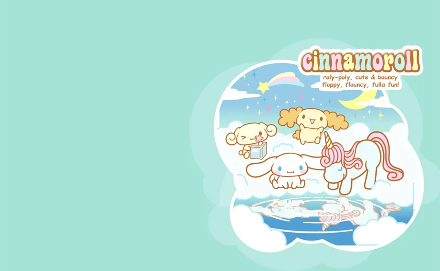 Hình nền máy tính nhân vật Cinnamoroll nền xanh mint