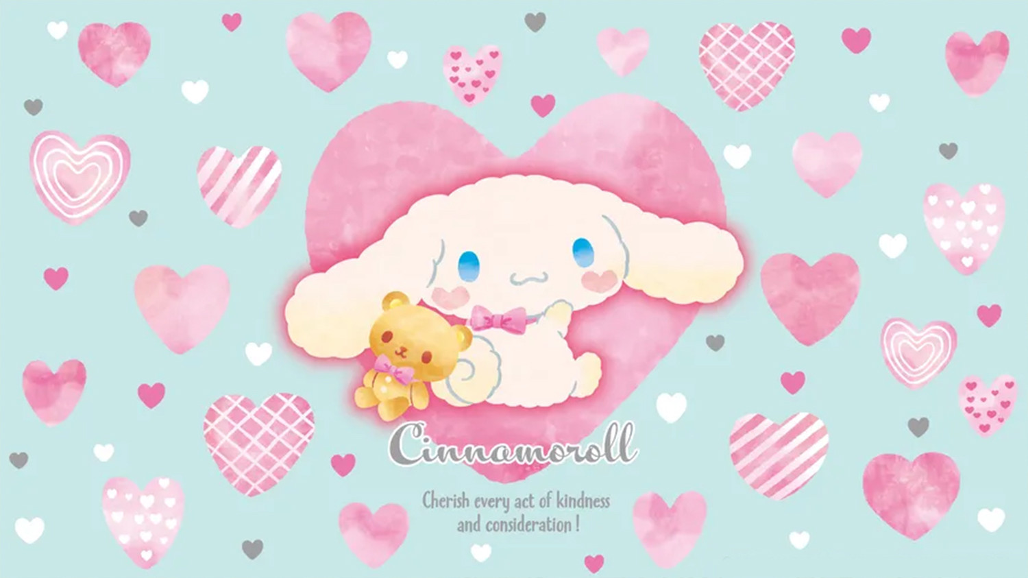 Hình nền máy tính nhân vật Cinnamoroll và trái tim