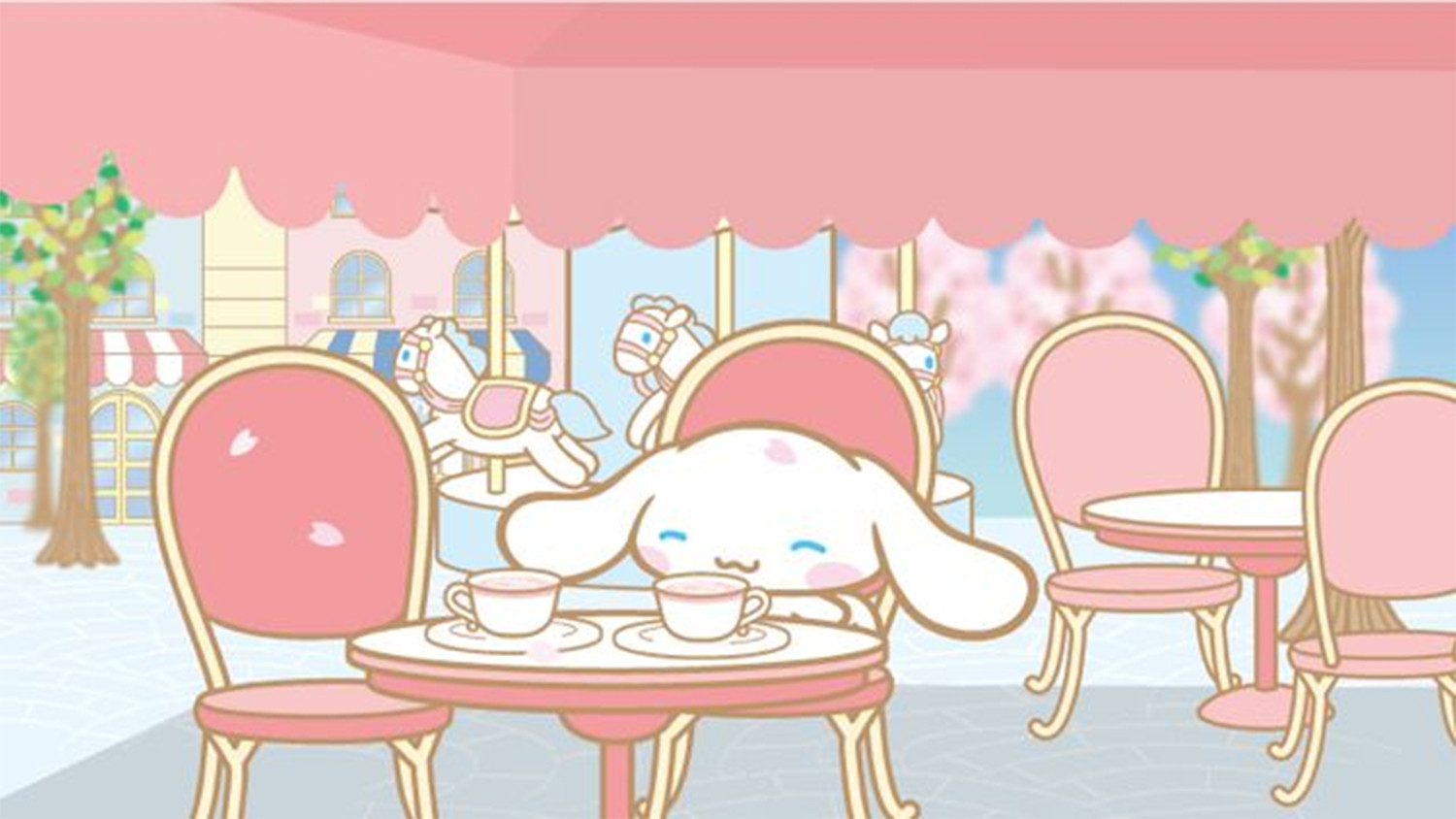 Hình nền máy tính nhân vật Cinnamoroll uống trà