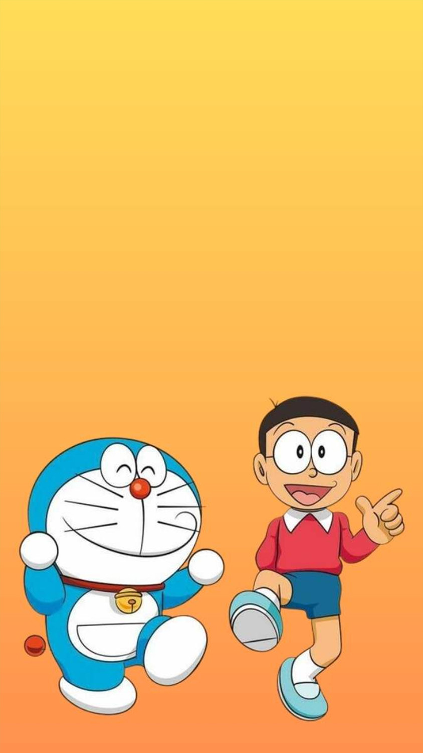 Hình nền điện thoại chú mèo máy Doremon và Nobita dễ thương