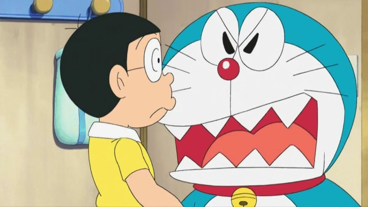 Hình nền máy tính chú mèo máy Doremon tức giận Nobita