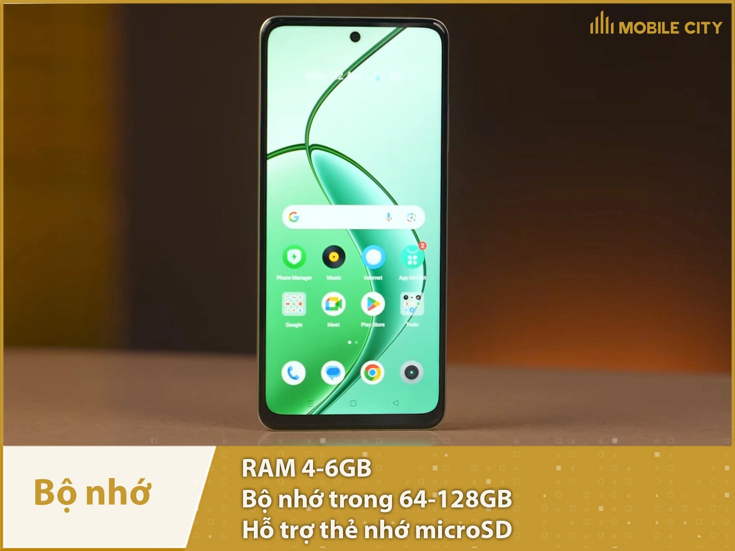 Dung lượng Realme C65 5G: 64GB, 128GB