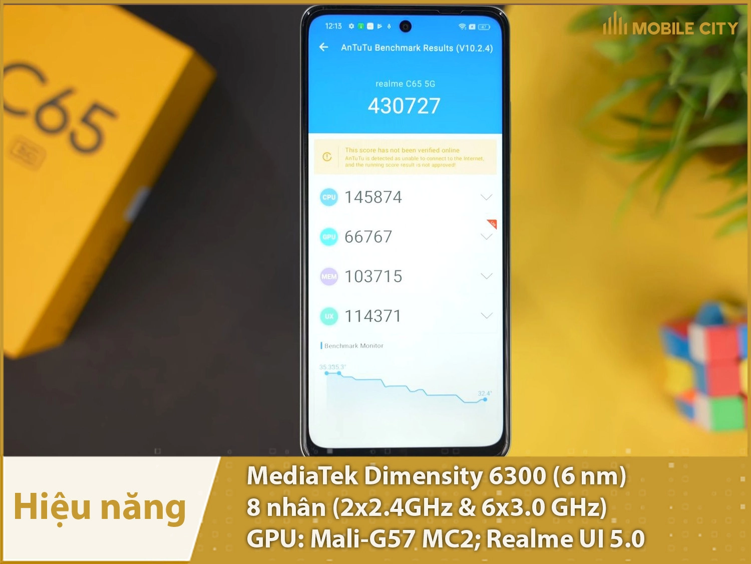 Hiệu năng Realme C65 5G mượt, tích hợp 5G với chip Dimensity 6300