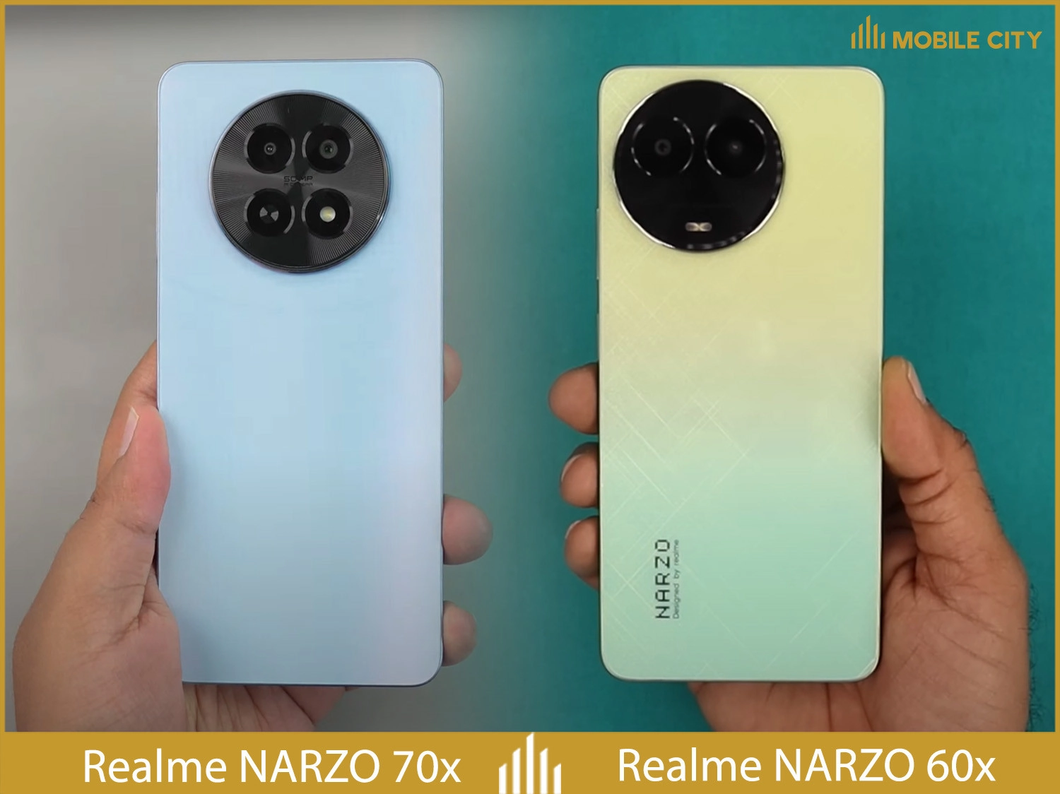 So sánh thiết kế Realme Narzo 70x và Narzo 60x