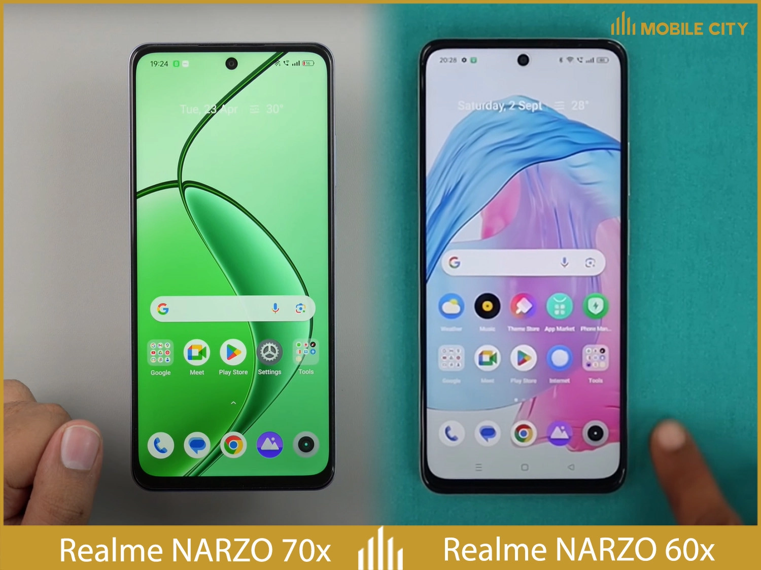 So sánh màn hình Realme Narzo 70x và Narzo 60x