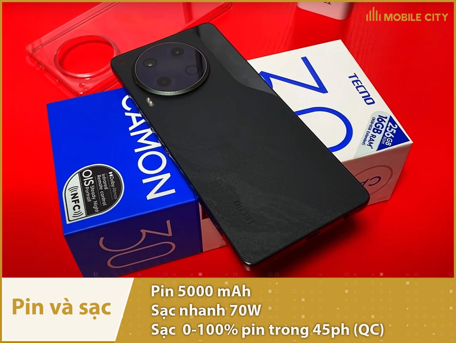 Tecno CAMON 30 có pin 5000mAh, sạc 70W