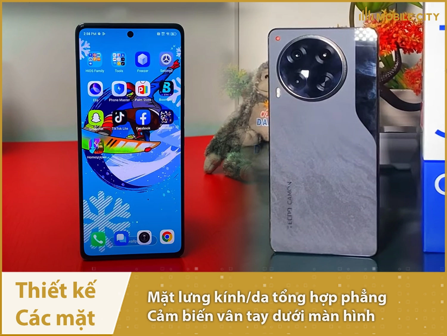 Tecno CAMON 30 có  thiết kế vuông vức với cụm camera hình tròn lớn
