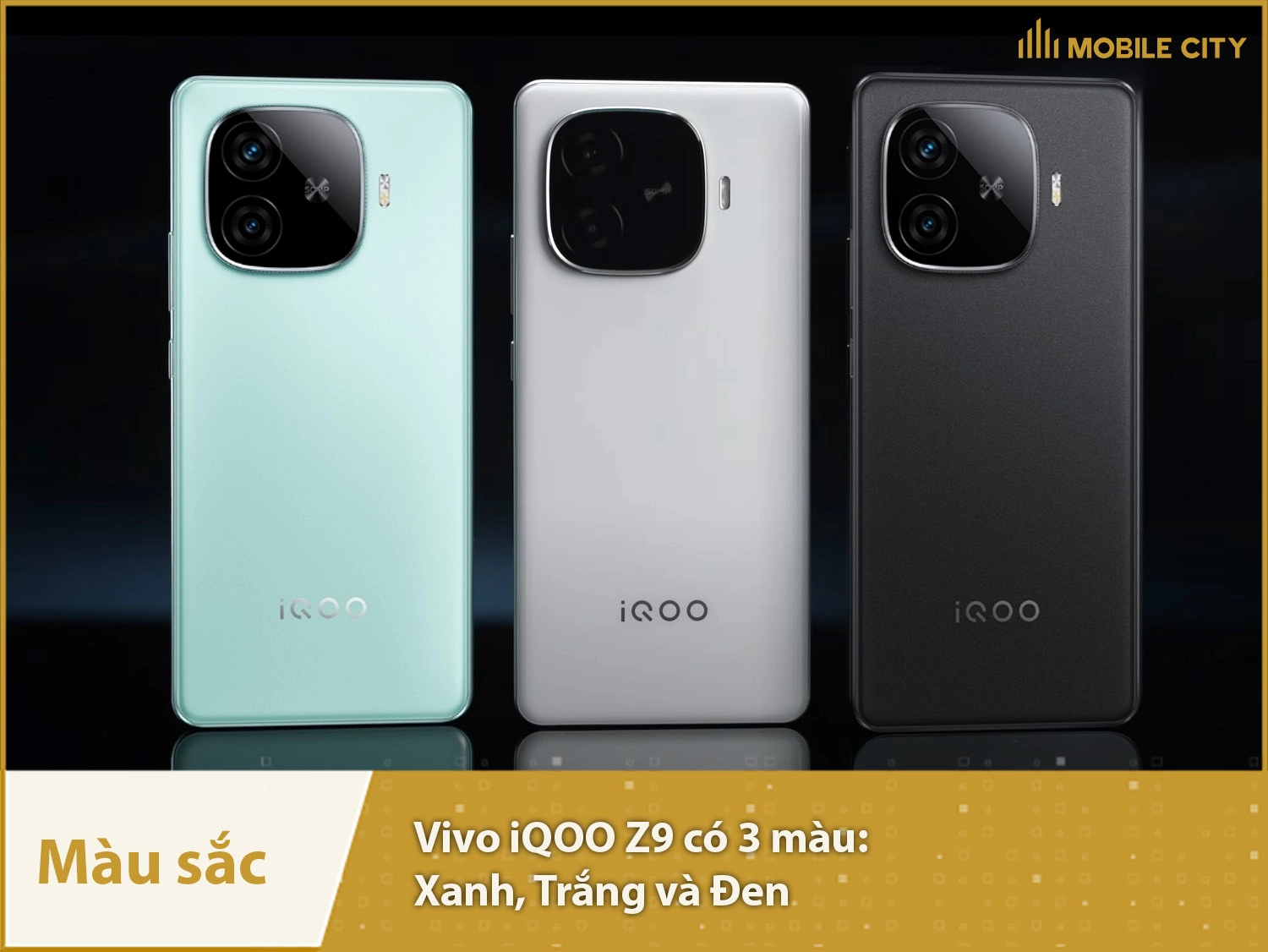 iQOO Z9 với 3 màu sắc tùy chọn: Xanh, Trăng và Đen