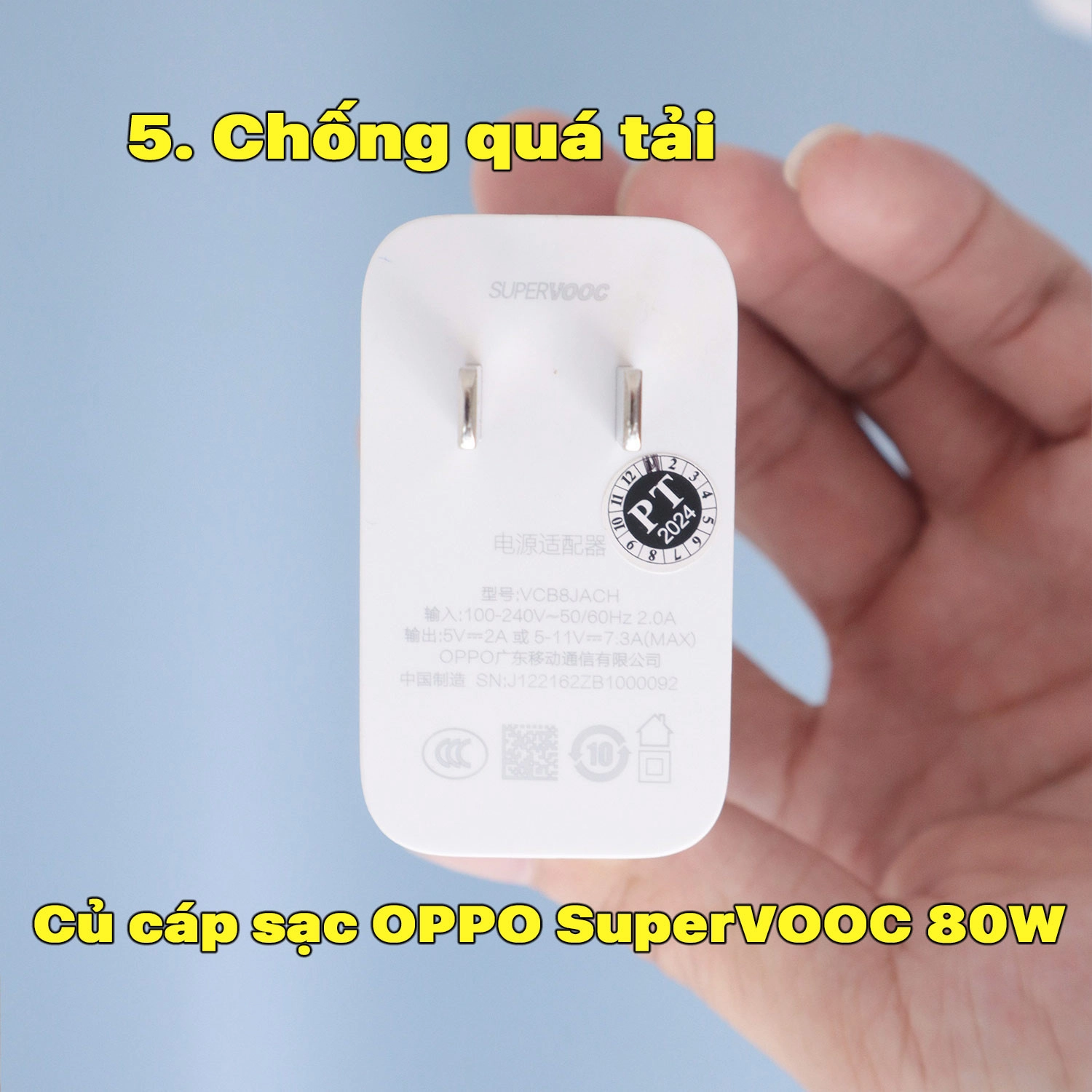 Củ cáp sạc OPPO SuperVOOC 80W Chống quá tải