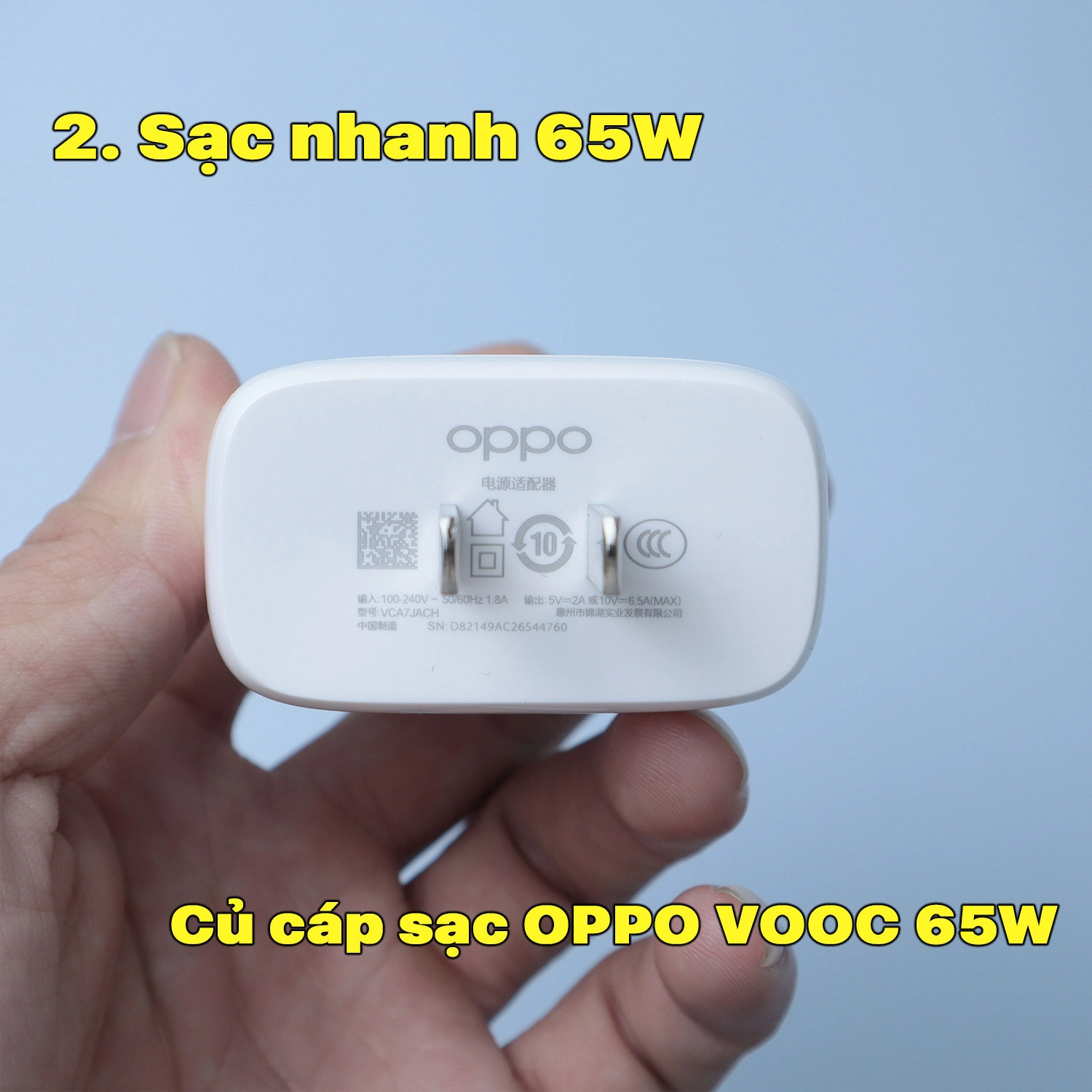 Củ cáp sạc OPPO VOOC 65W Công nghệ sạc nhanh SuperVOOC 65W