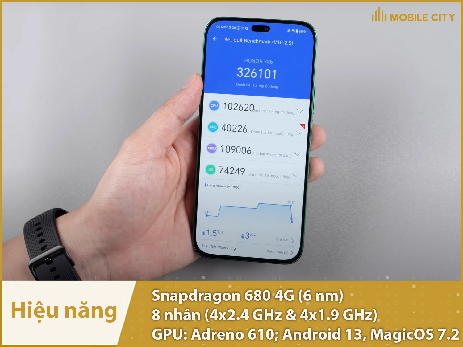 Honor X8b có hiệu năng mượt mà với Snapdragon 680