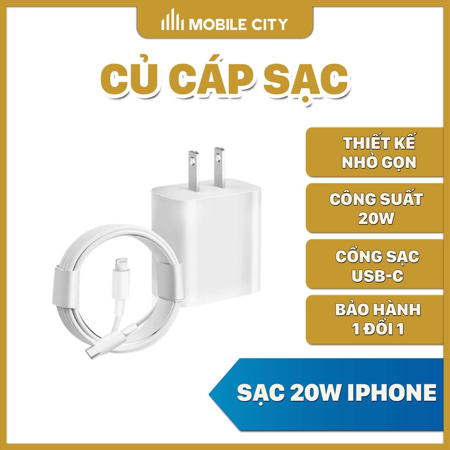 Củ cáp sạc iPhone 20W, Type C (iPhone 11 Pro Max, iPhone 12, iPhone 12 Pro)