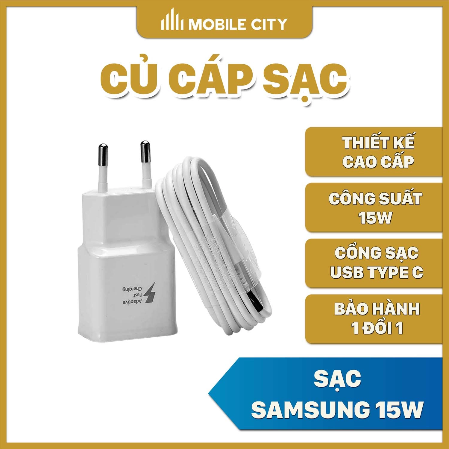 Củ cáp sạc Samsung 15W (Galaxy S10e, Galaxy A22, Galaxy A13)