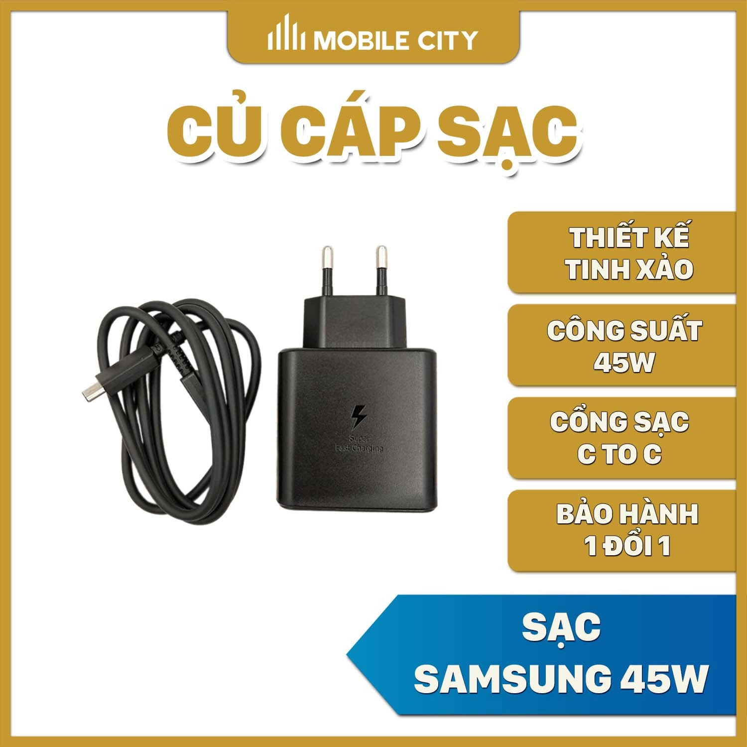 Củ cáp sạc Samsung 45W (Galaxy S22 Ultra, S20 Ultra, Note 10 Plus)