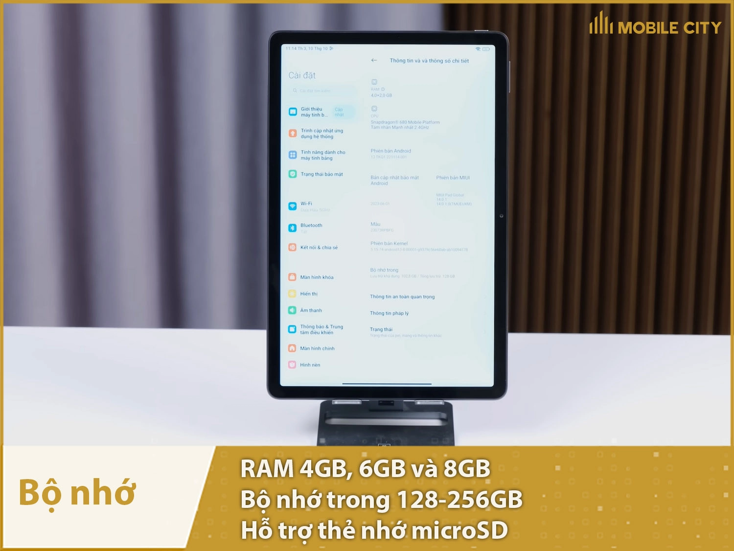 Redmi Pad SE có RAM 4-8GB; Bộ nhớ trong 128-256GB