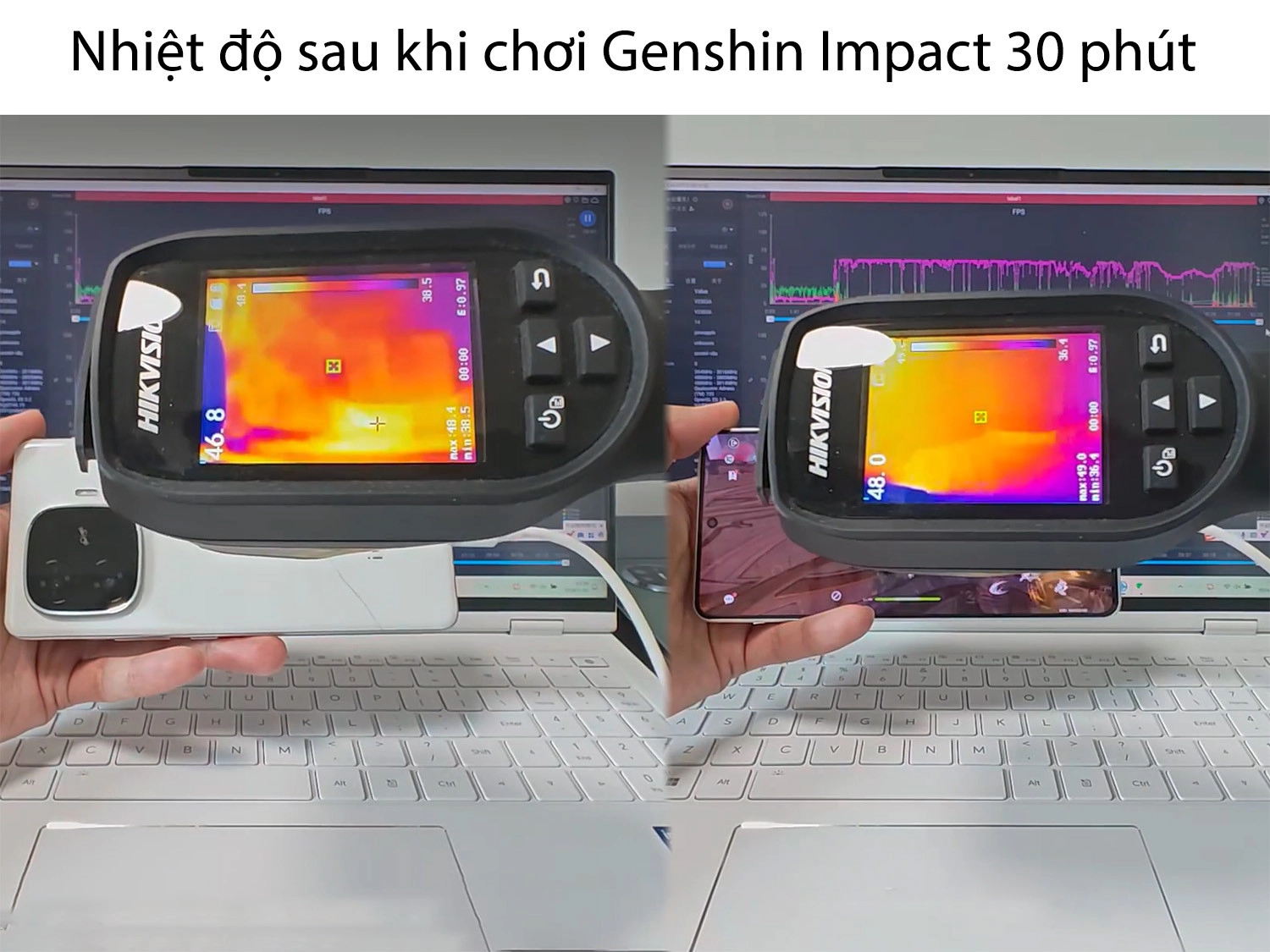 Nhiệt độ test game Genshin Impact với iQOO Z9 Turbo trong 30 phút