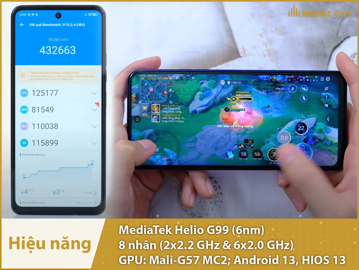 Tecno POVA 5 có hiệu năng mạnh mẽ cung cấp bởi Helio G99