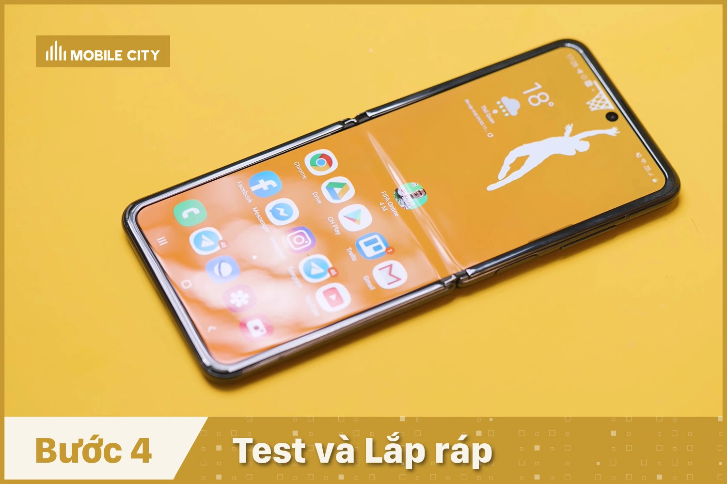 Thay cáp màn hình Samsung Z Flip, test và lắp ráp