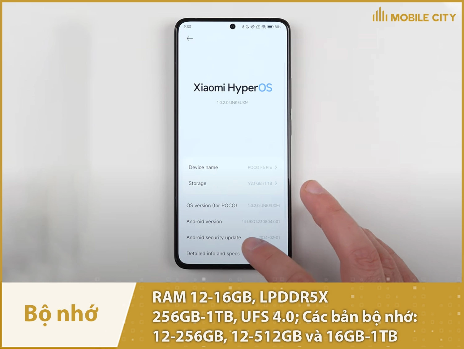 Xiaomi POCO F6 Pro có các phiên bản bộ nhớ: 12-256GB, 12-512GB và 16GB-1TB