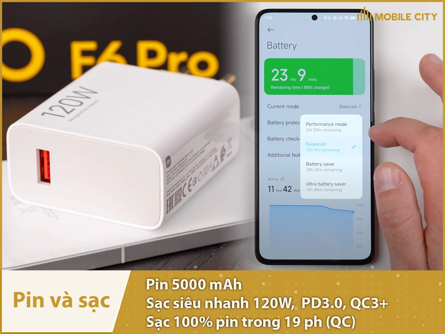 Pin trâu 5000mAh, sạc siêu nhanh 120W