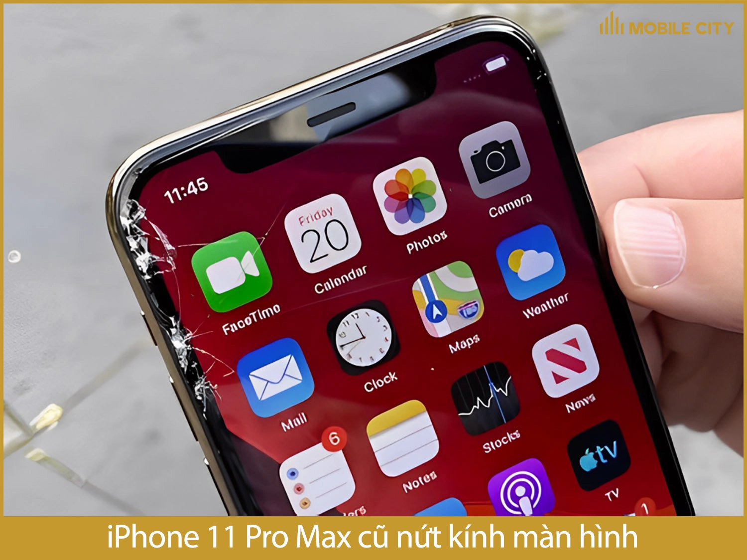 iPhone 11 Pro Max cũ nứt kính màn hình