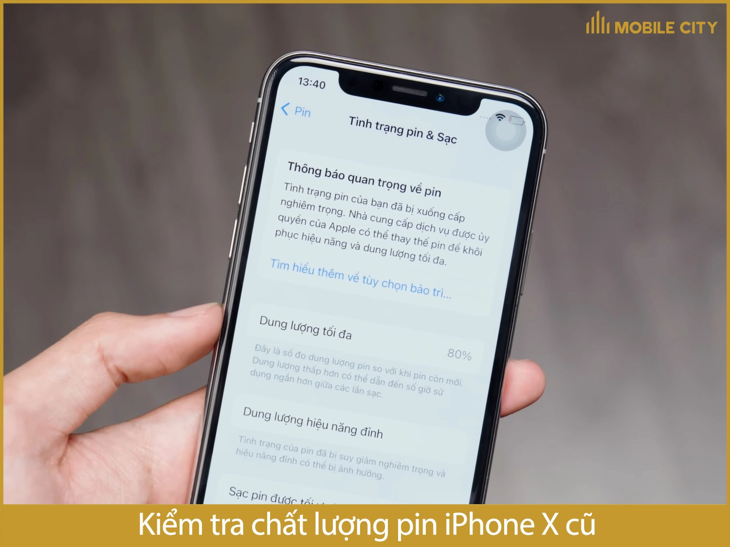 Dung lượng pin 80%, người dùng iPhone X cũ này nên thay