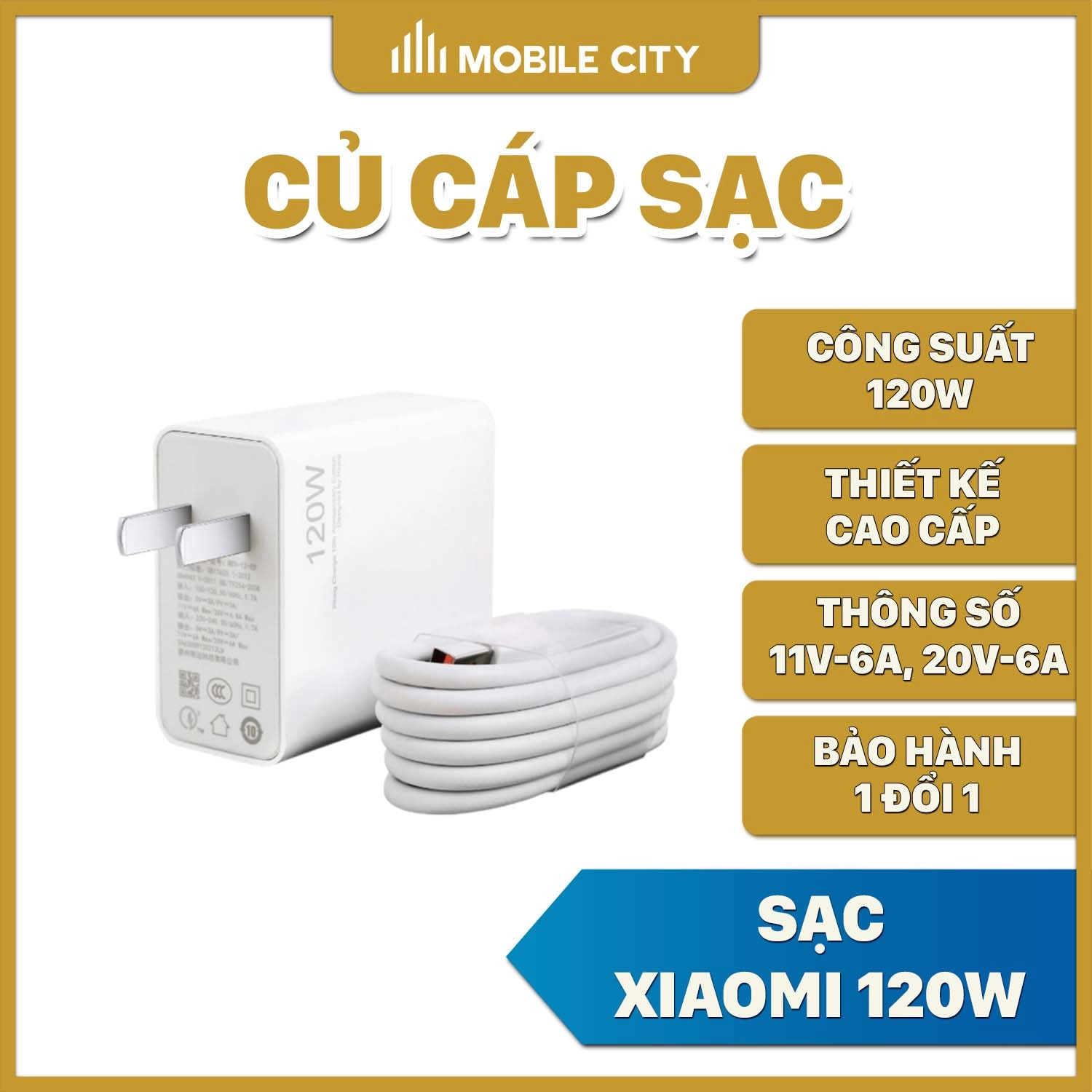 Củ cáp sạc Xiaomi 120W (Xiaomi 13 Pro, Xiaomi Mi 10 Ultra, Xiaomi Black Shark 4, 4S, 4S Pro, K60 Ultra)