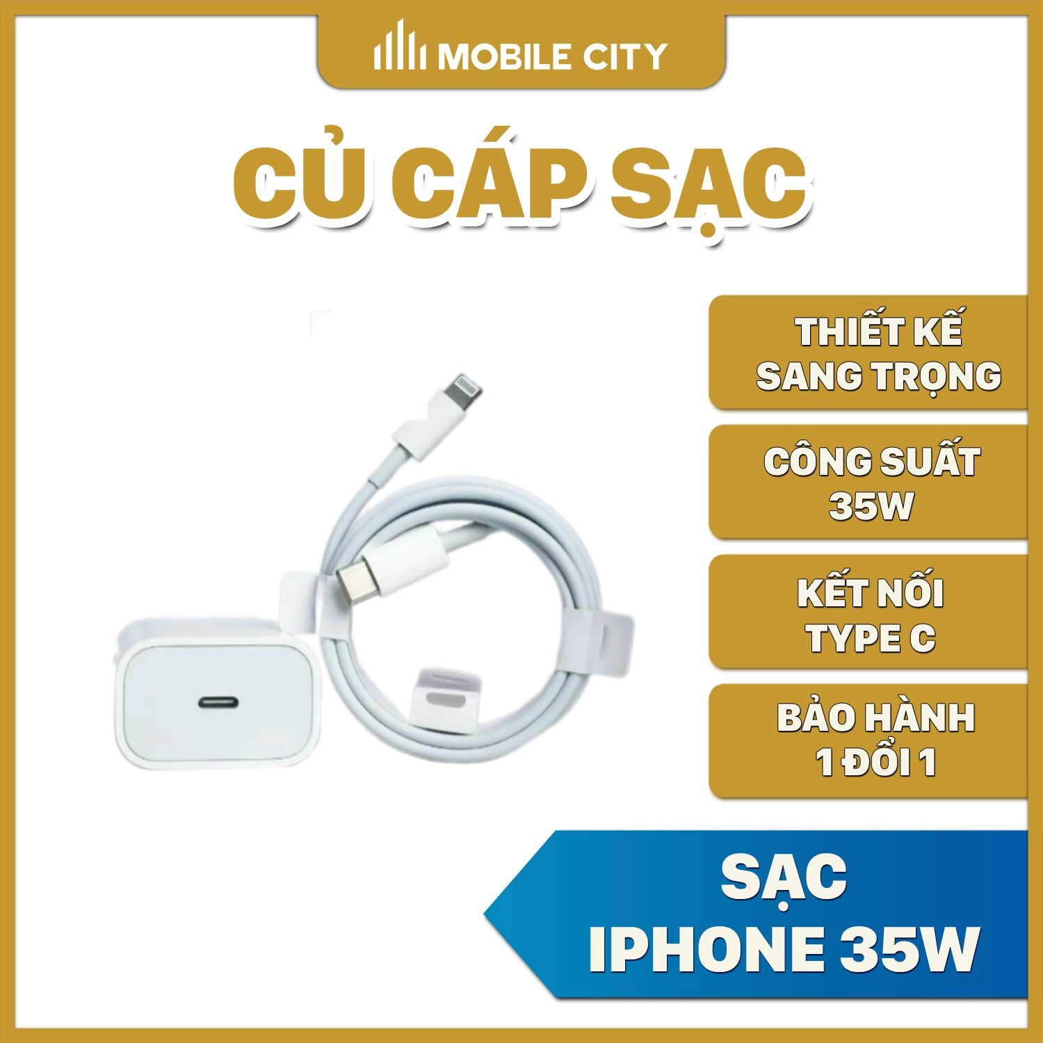 Củ cáp sạc iPhone 35W, Type C (iPhone 8 Plus, XS Max, 15 Pro Max)