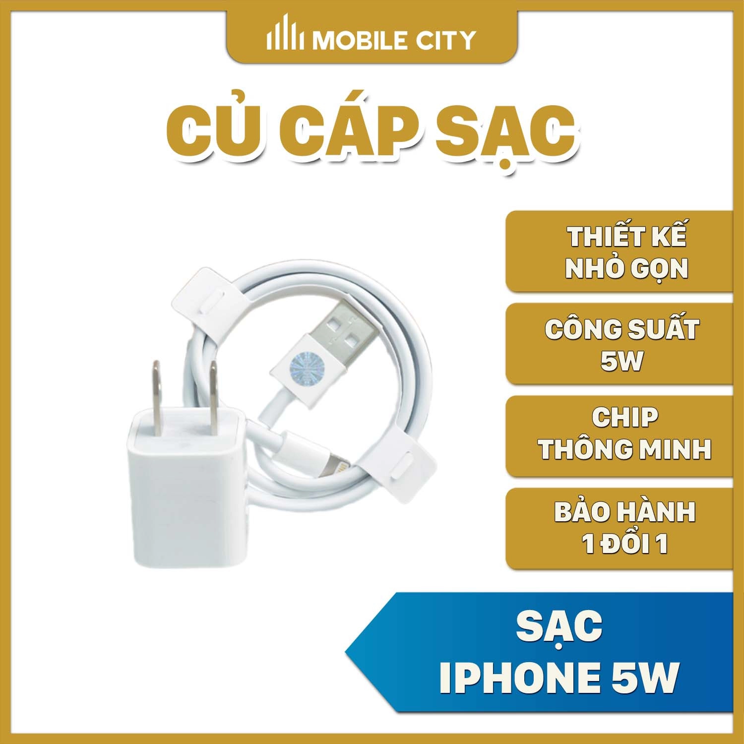 Củ cáp sạc iPhone 5W, Type A, A21 vuông (iPhone 7 Plus, XS, 11 Pro)