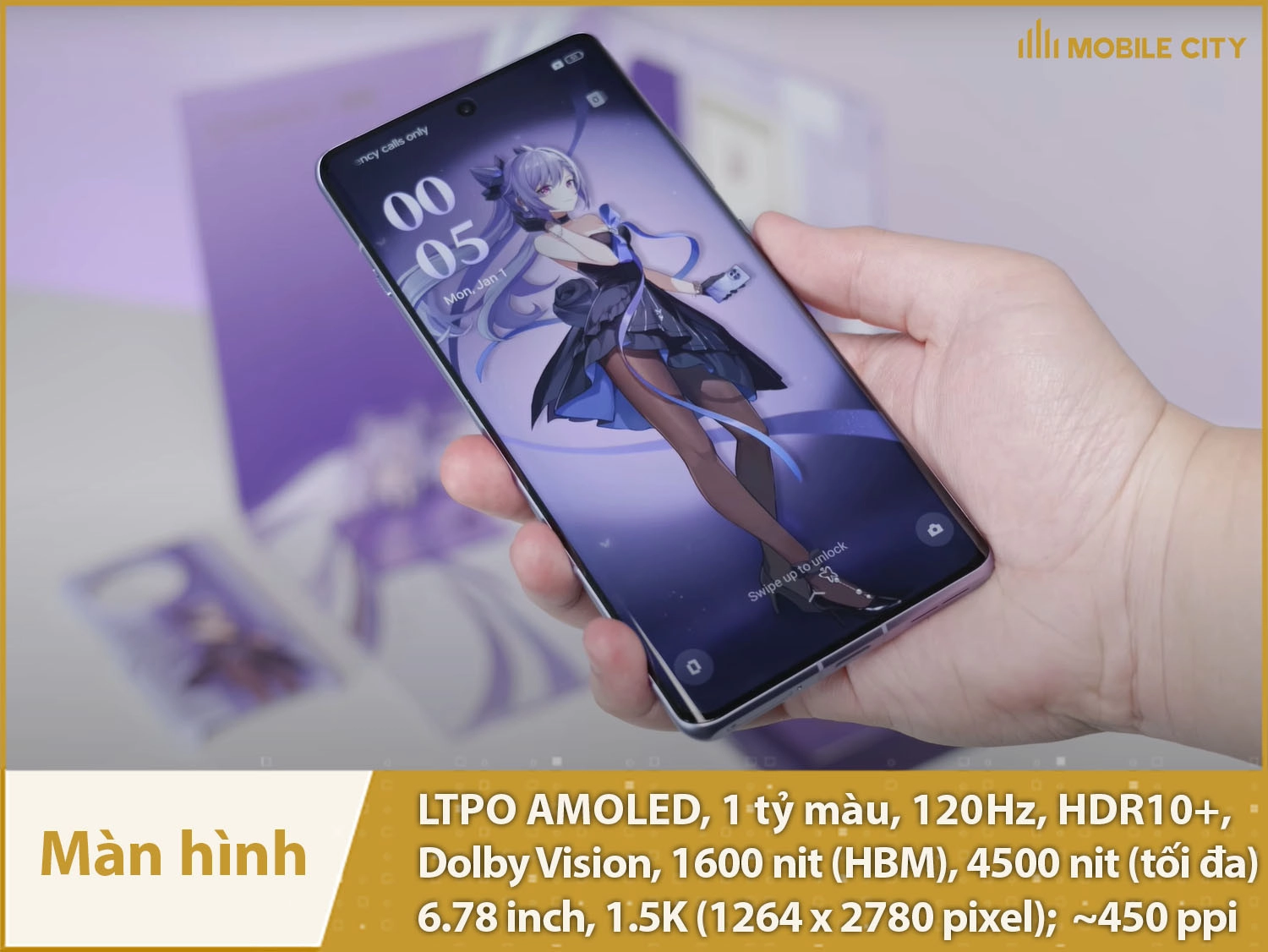 Màn hình cong hiển thị xuất sắc AMOLED 1 tỷ màu, 1.5K