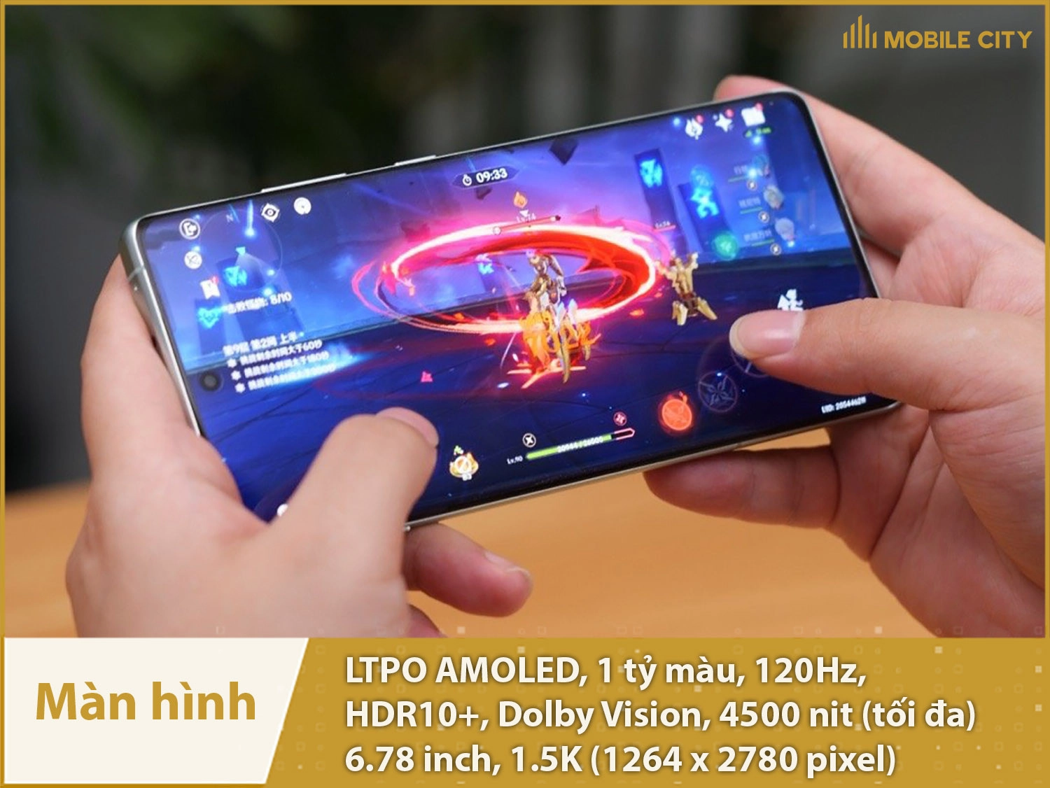 Màn hình cong LTPO AMOLED 120Hz, 1.5K, độ sáng 4500nit