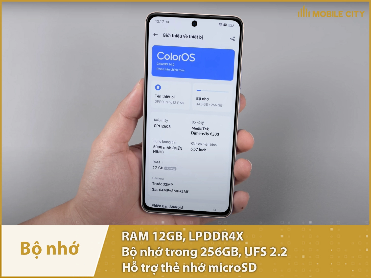 OPPO Reno12 F có bản bộ nhớ 12-256GB