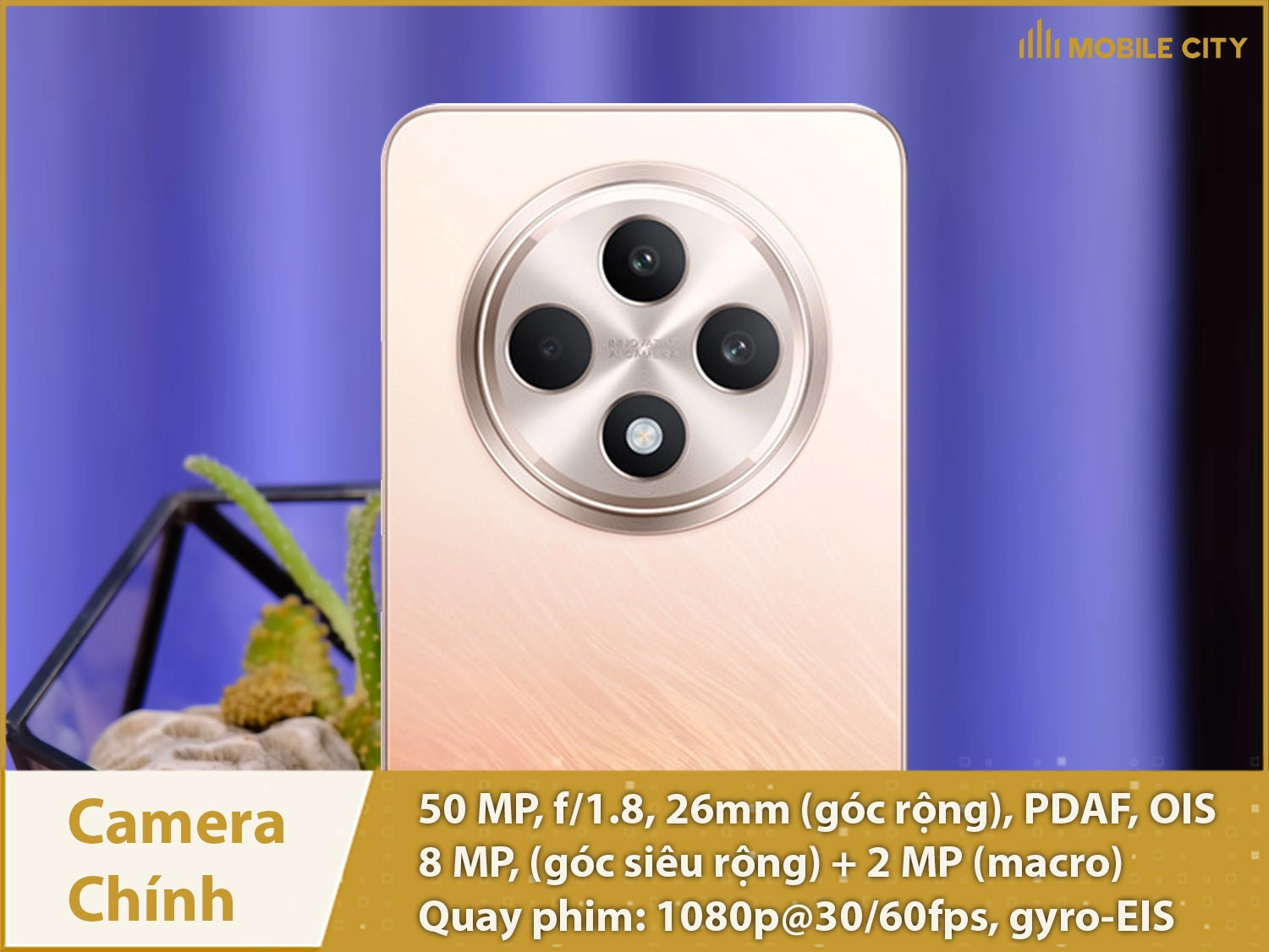 Camera chính 50MP OIS, quay phim 1080p