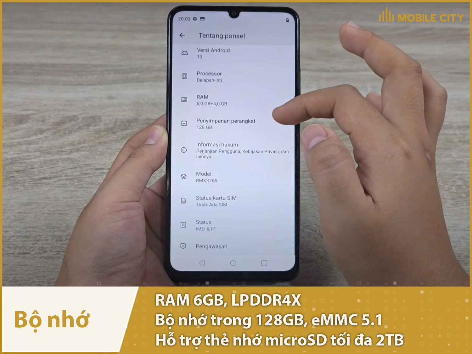 Realme C51s có bộ nhớ: 6-12GB